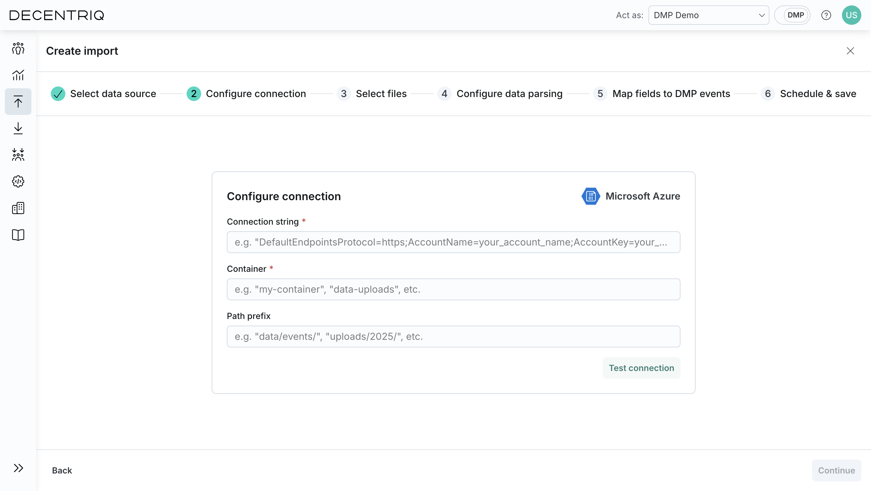 Azure connection details