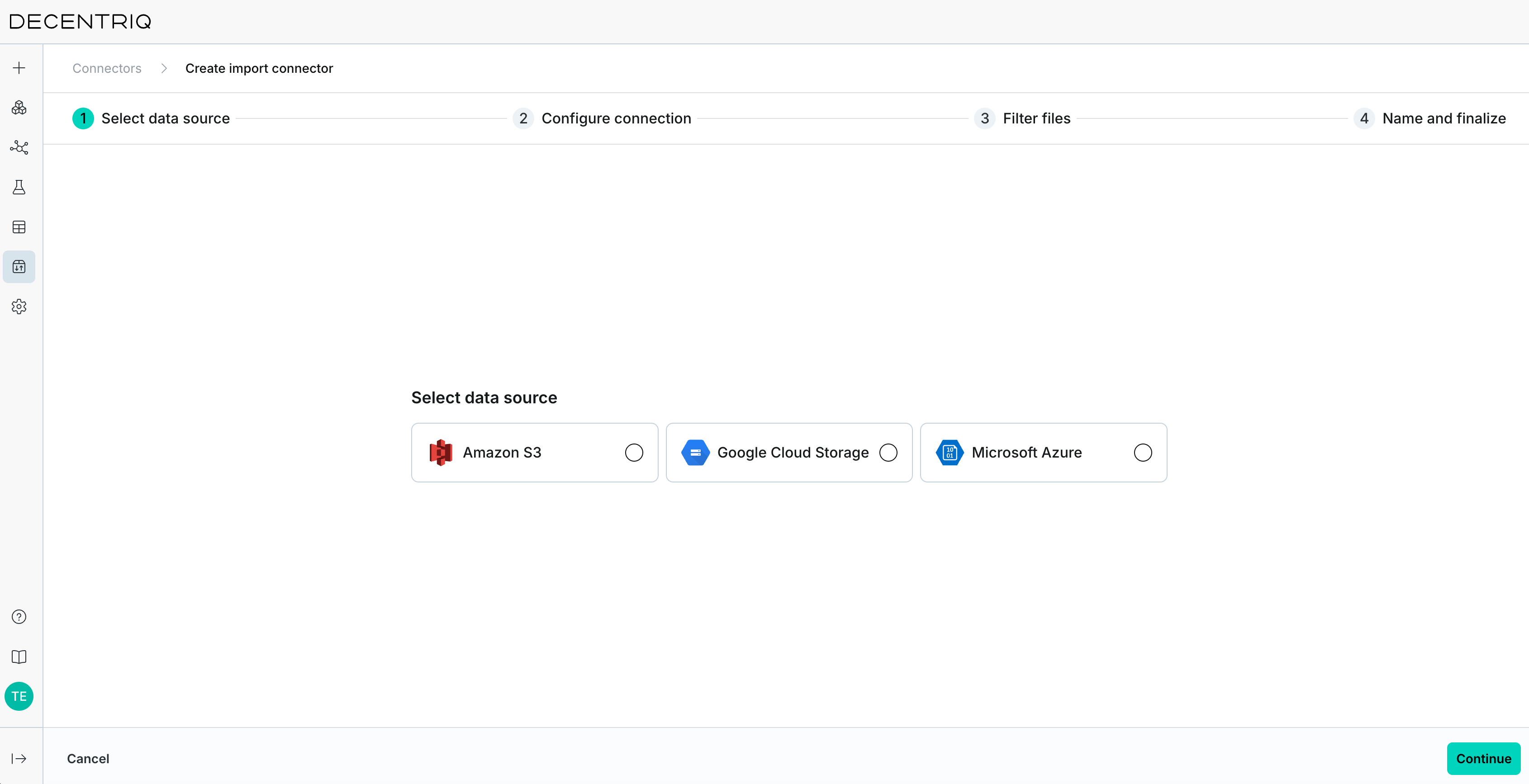 Select data source step