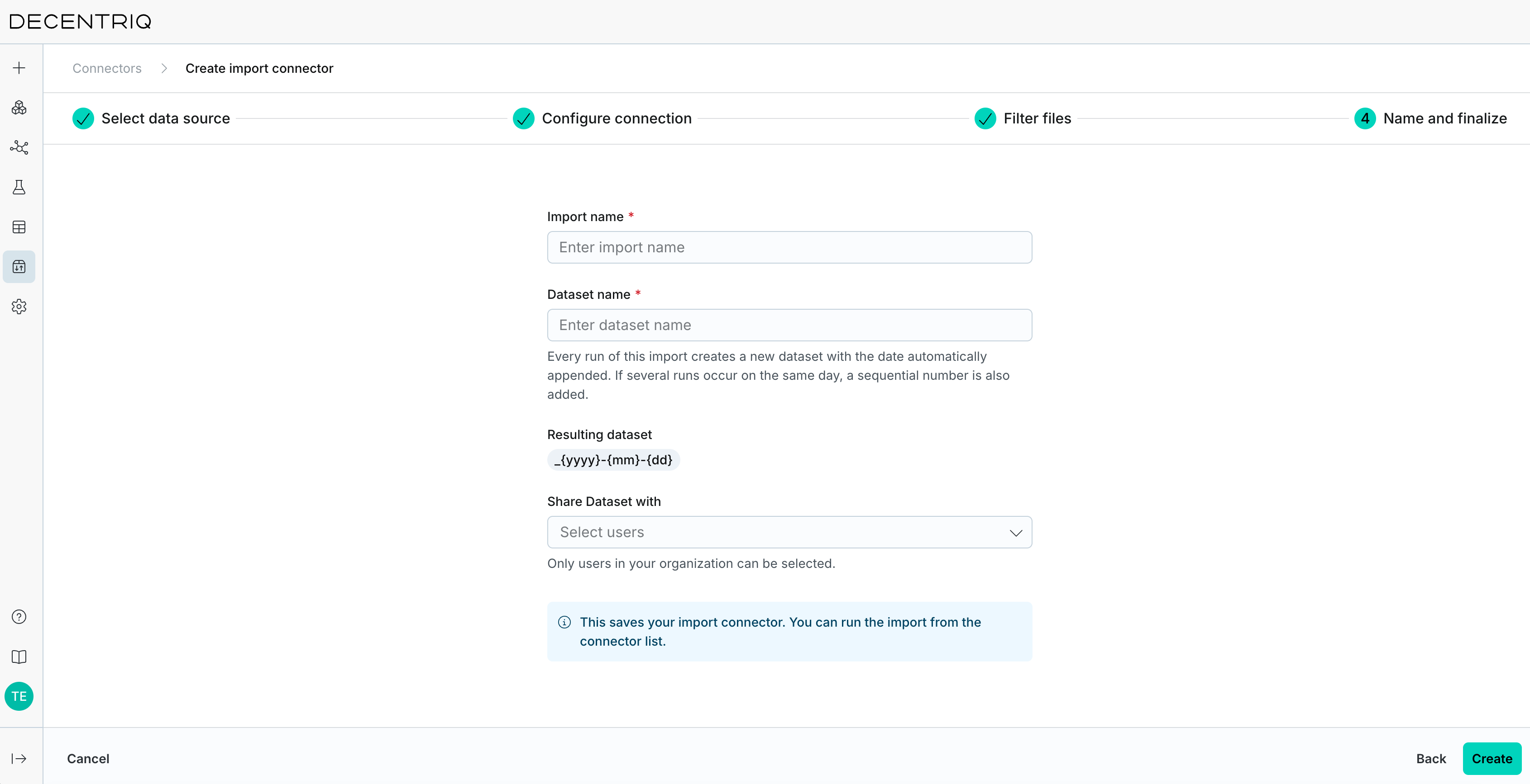 Name and finalize step