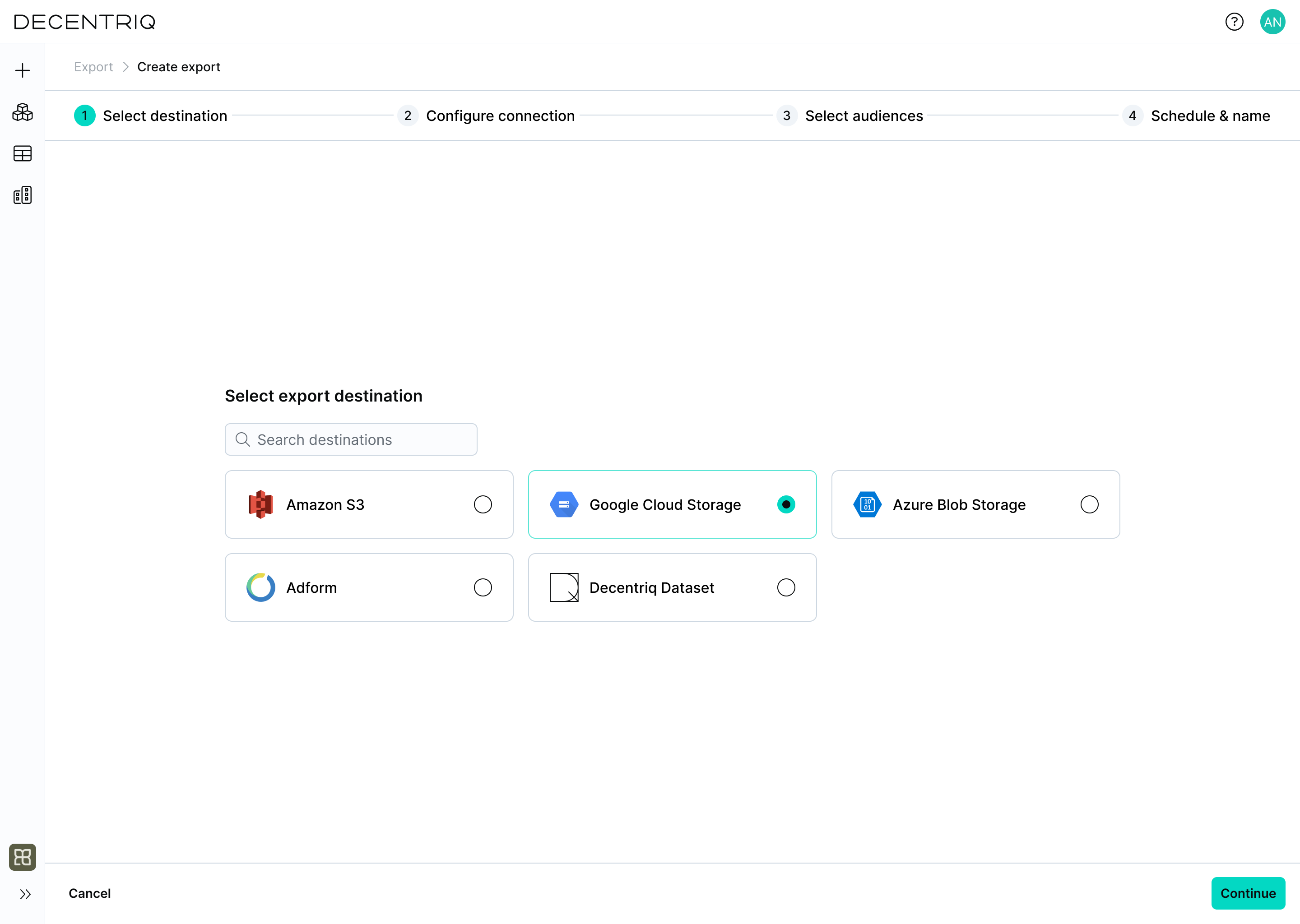Select Google Cloud Storage