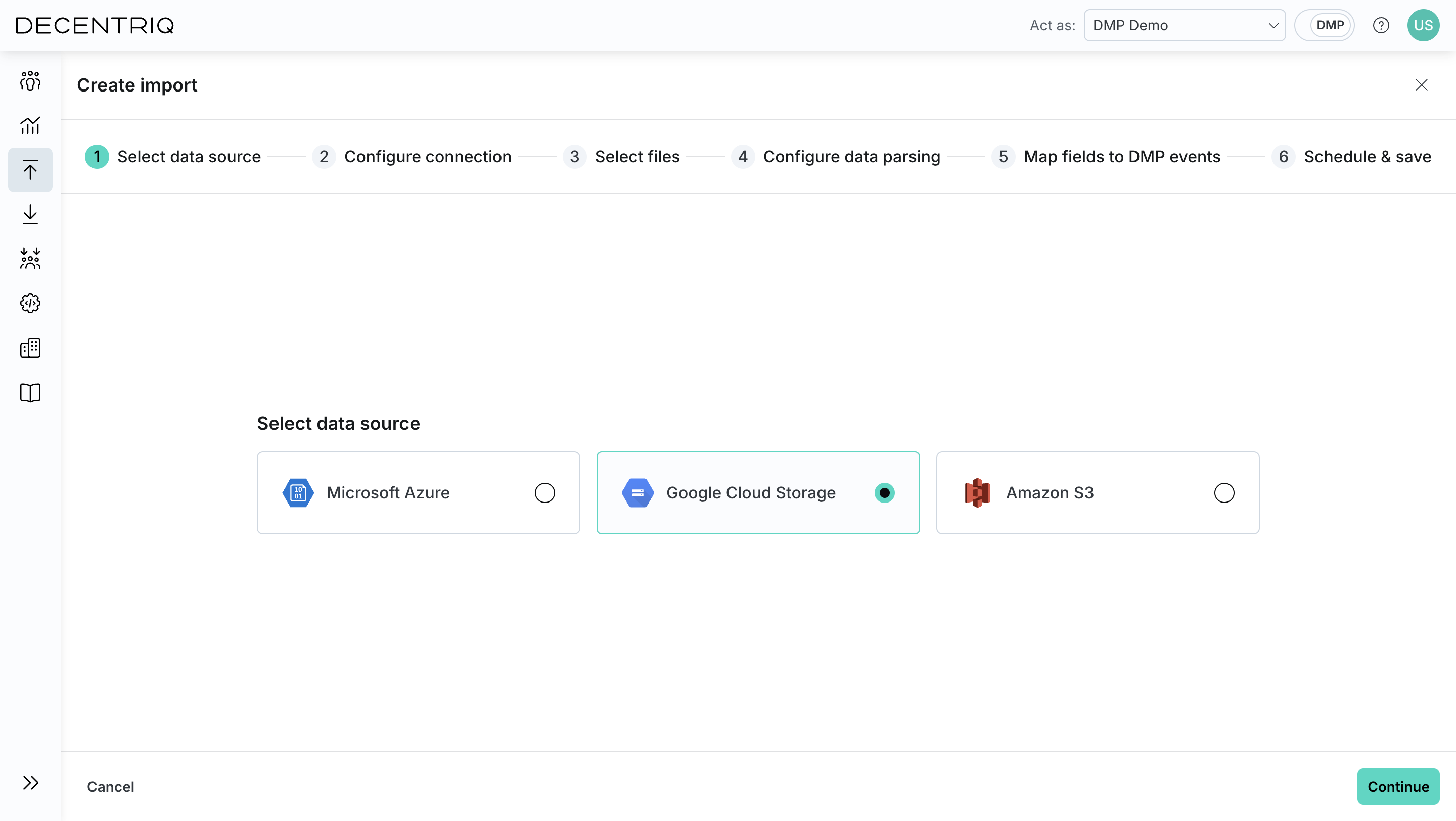 Select Google Cloud Storage