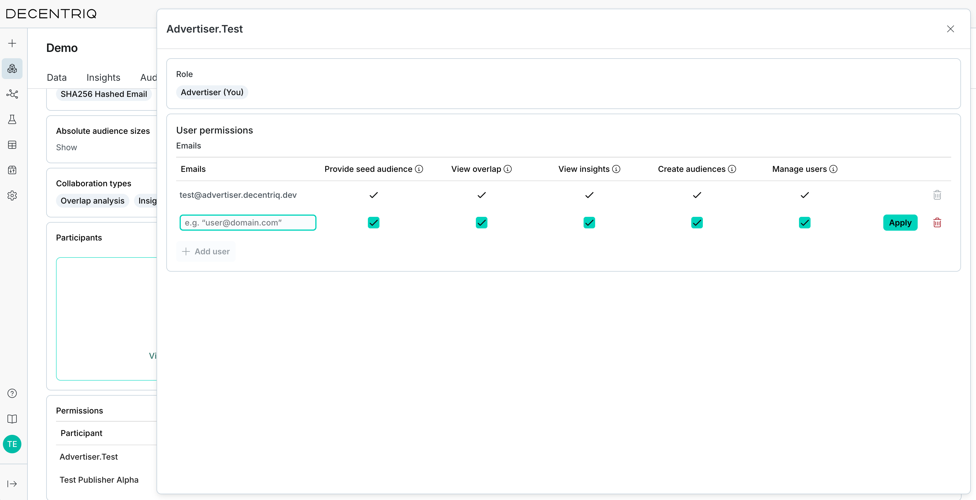 Manage participant users