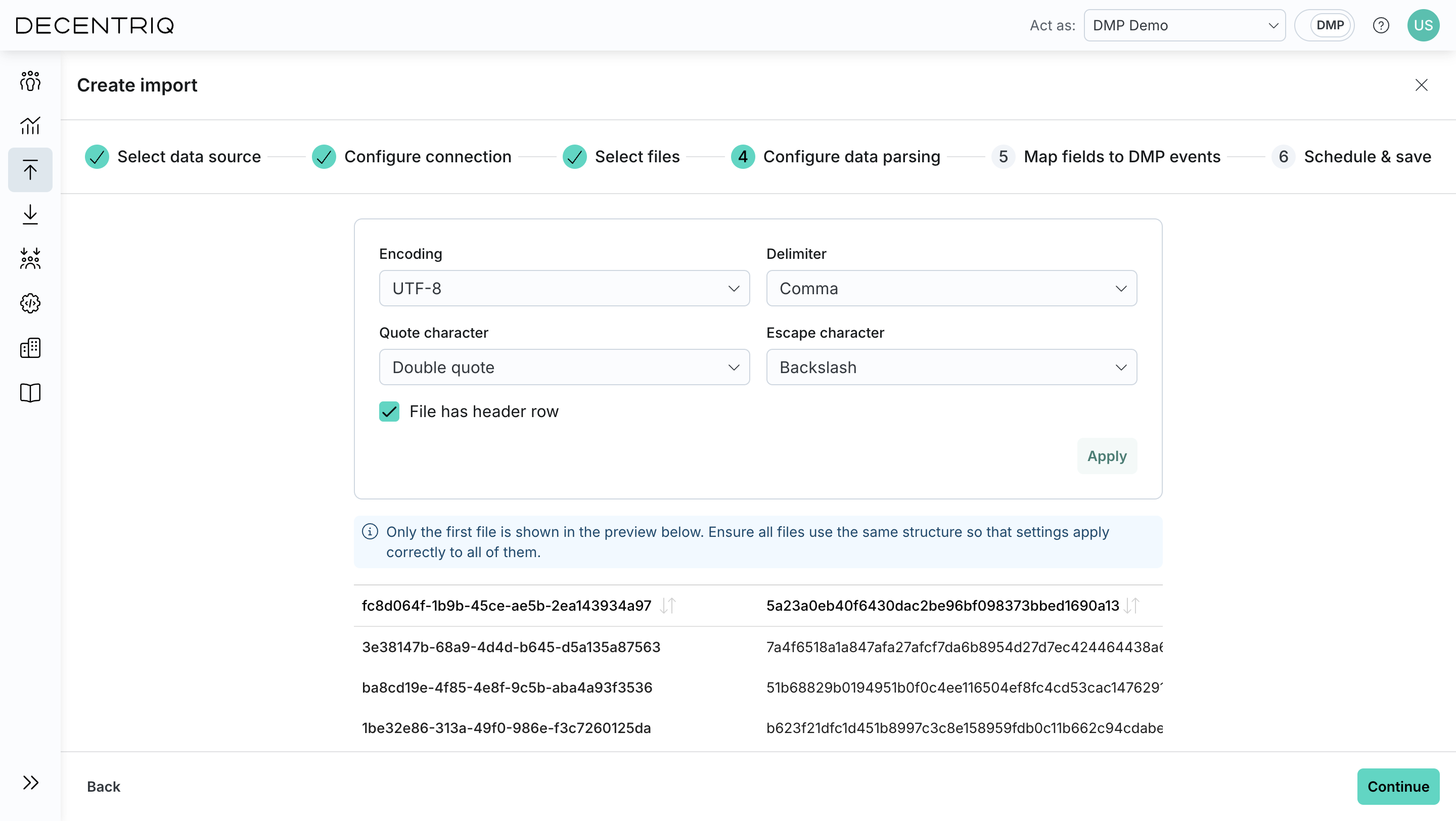 Data parsing
