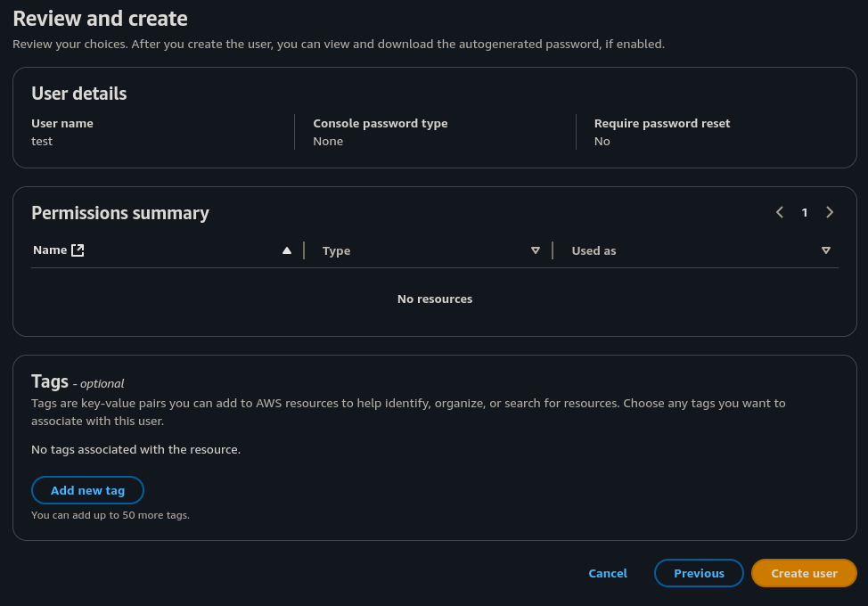 Create user