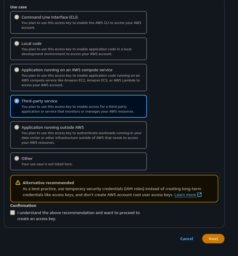 Create access key