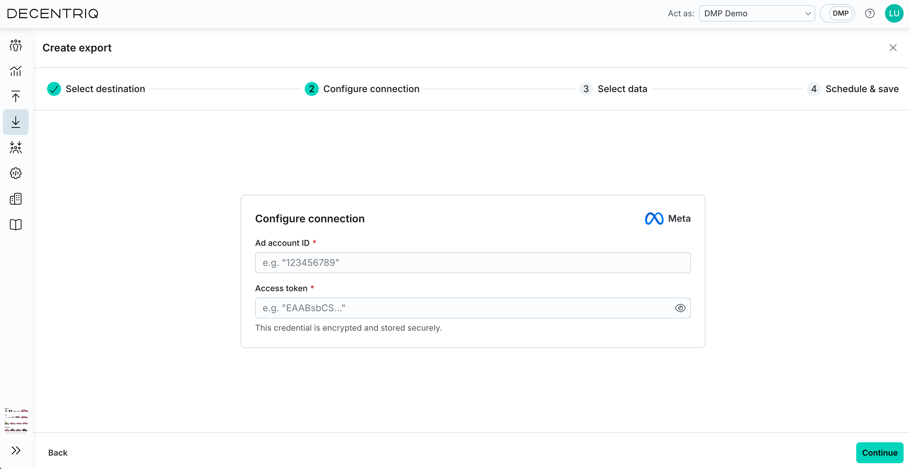 Meta connection configuration