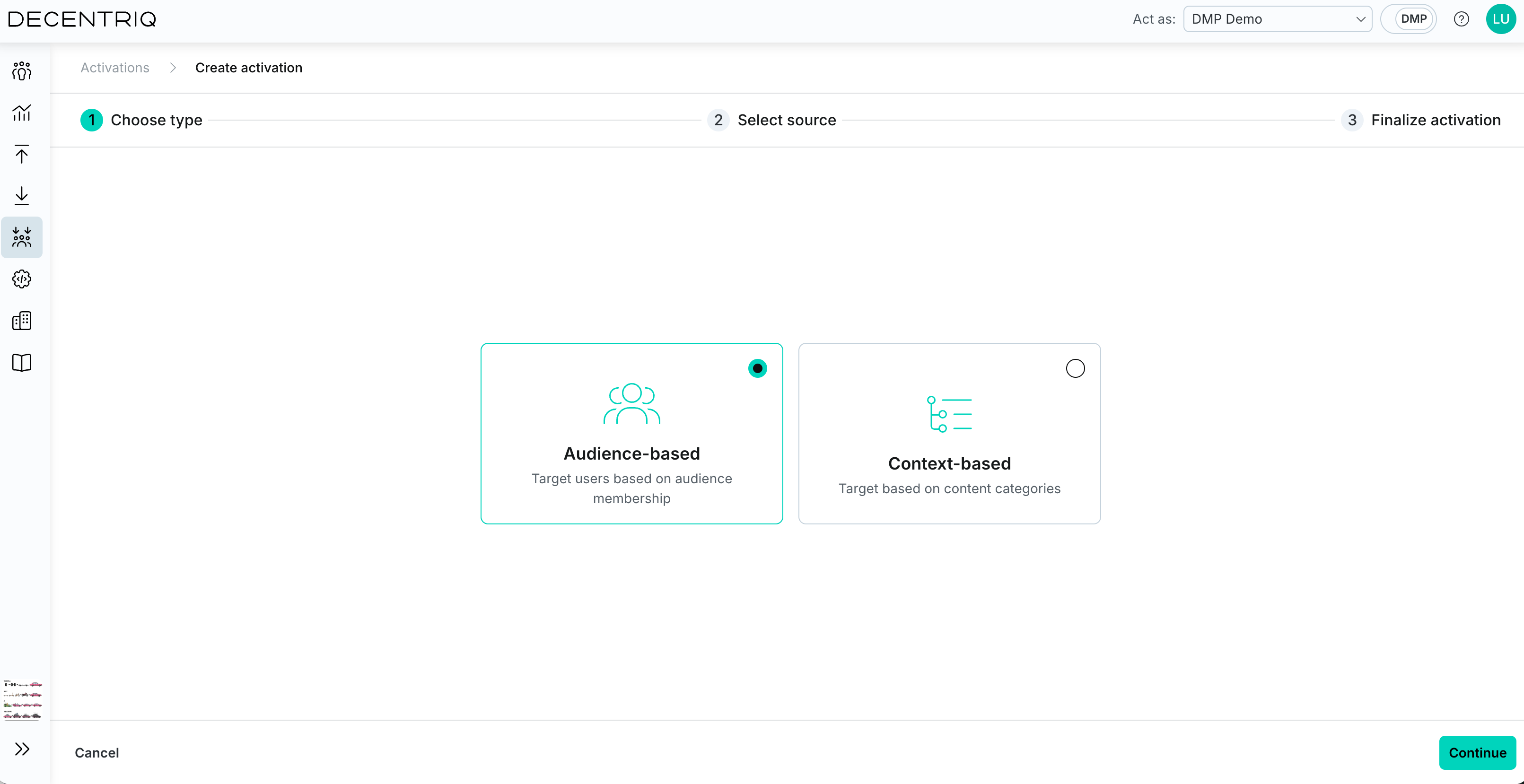 Choose Audience activation