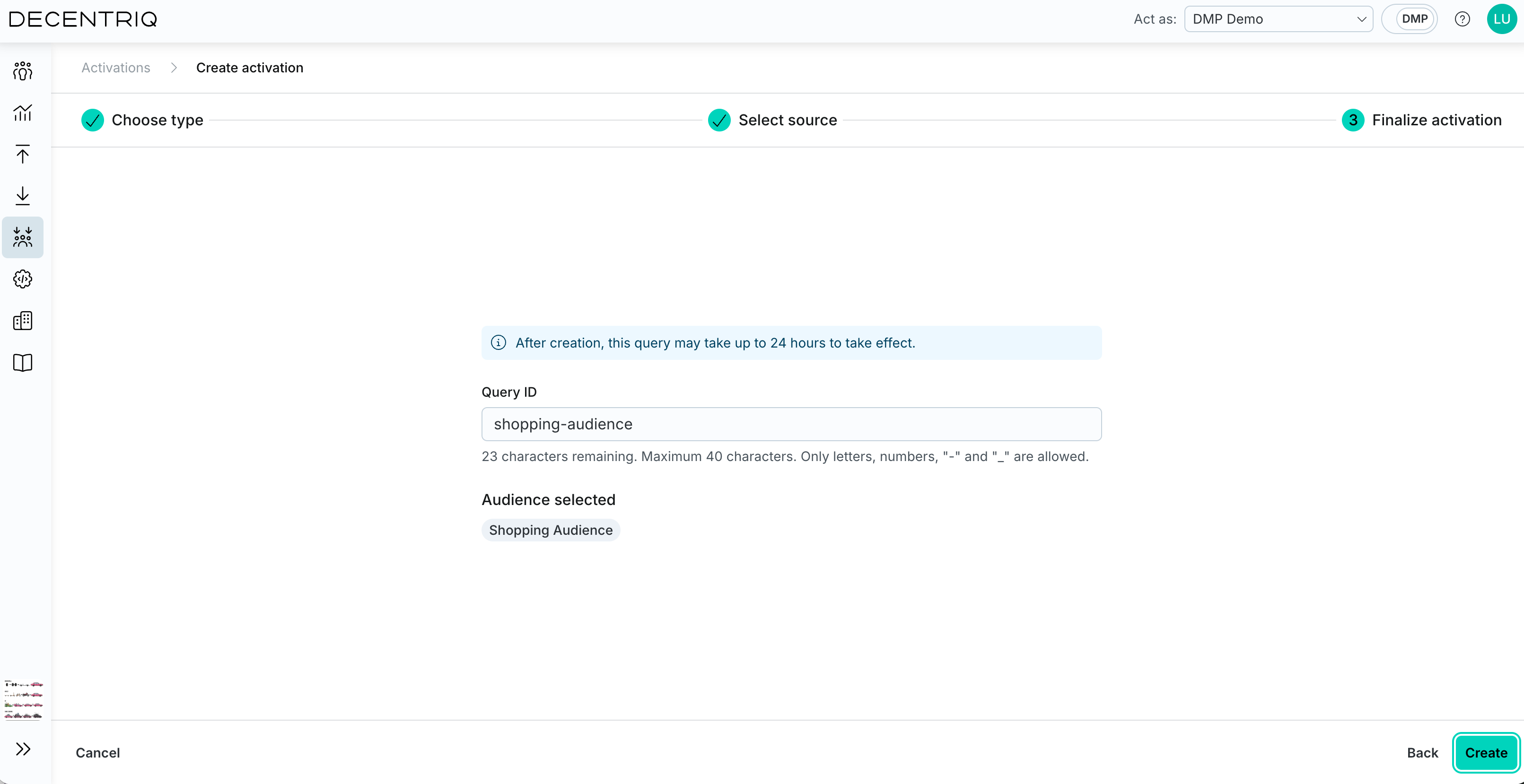 Finalize activation with Query ID